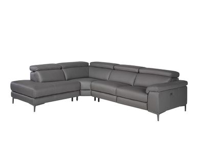 Sofas - Corner sofa upholstered in grey leather leather - ANGEL CERDÁ