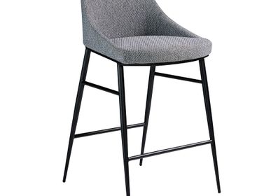Tabourets - Tabouret tapissé en tissu et structure en acier noir - ANGEL CERDÁ