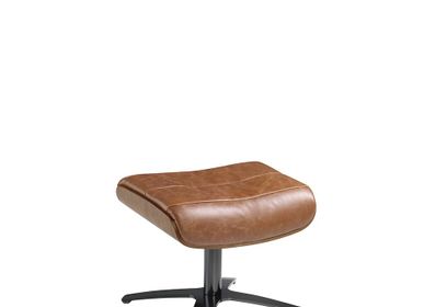 Ottomans - Swivel ottoman upholstered in camel cowhide leather - ANGEL CERDÁ