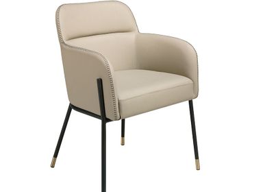 Chaises - Chaise de salle à manger tapissée en cuir écologique et pieds en acier noir - ANGEL CERDÁ