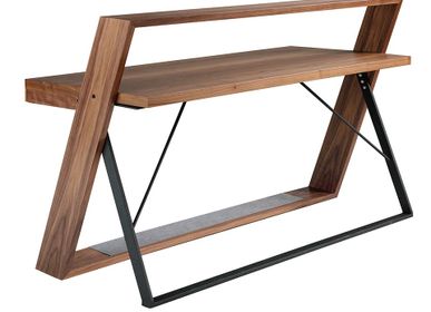 Desks - Office desk in walnut wood and black steel - ANGEL CERDÁ