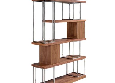 Shelves - Walnut and chrome-plated stainless steel shelving - ANGEL CERDÁ