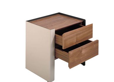 Night tables - Walnut leather and wood nightstand - ANGEL CERDÁ