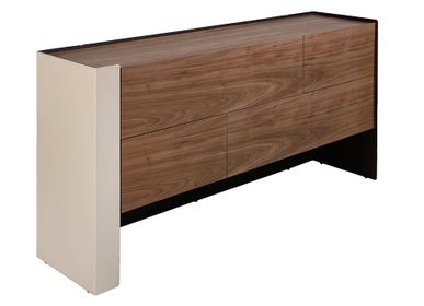 Commodes - Commode en cuir recyclé et noyer - ANGEL CERDÁ