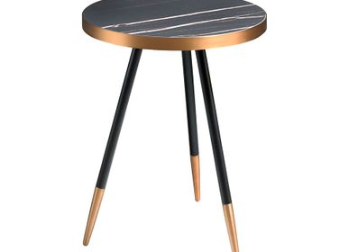 Coffee tables - Porcelain round corner table black marble - ANGEL CERDÁ
