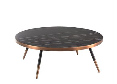 Coffee tables - Round black marble porcelain coffee table - ANGEL CERDÁ