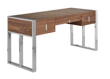 Desks - Walnut and chrome steel desk - ANGEL CERDÁ