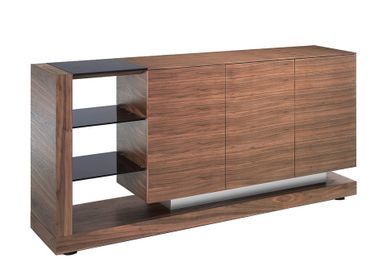 Sideboards - Walnut sideboard and black tinted glass - ANGEL CERDÁ
