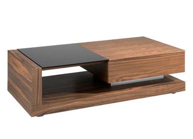 Coffee tables - Walnut coffee table and black tinted glass - ANGEL CERDÁ
