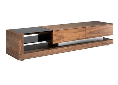 Sideboards - Walnut and black tinted glass TV stand - ANGEL CERDÁ