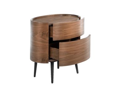 Tables de nuit - Table de chevet ovale en noyer - ANGEL CERDÁ