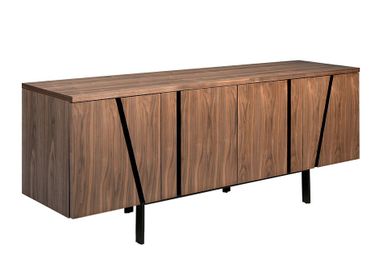 Sideboards - Walnut and black steel sideboard - ANGEL CERDÁ