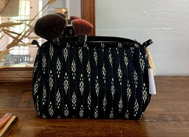 Clutches - Nasik Black and White Ethnic Pattern Toiletry Bag - TERRE AMBRÉE