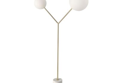 Lampadaires - Lampadaire en marbre blanc, acier doré et verre blanc - ANGEL CERDÁ