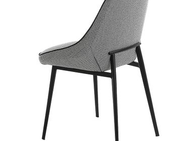 Chaises - Chaise de table à manger en tissu gris avec garniture noire - ANGEL CERDÁ