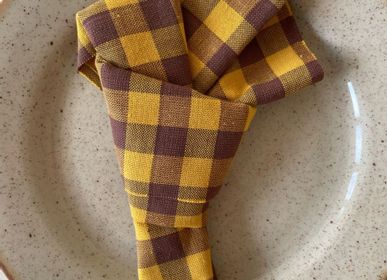 Napkins - Serviette de table vichy, ocre, 100 % coton - ENSEMBLE