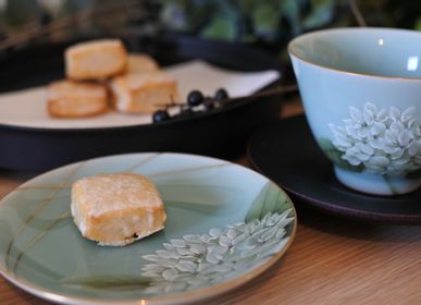 Accessoires thé et café - Hortensia céladon, soucoupe/assiette de service - YUKO KIKUCHI