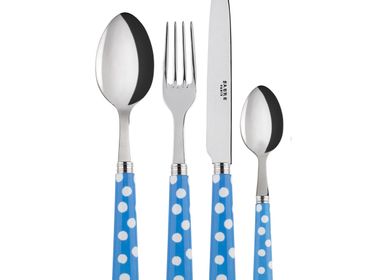 Flatware - 4 pieces cutlery set - Pois blancs Light blue - SABRE PARIS