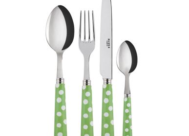Flatware - 4 pieces cutlery set - White Dots Garden green - SABRE PARIS