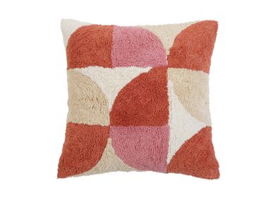 Comforters and pillows - Rangoli Tufted Lumbar Pillow, Wine & Pink - CASA AMAROSA