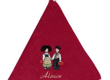Torchons textile - Essuie-mains rond Brode Couple Enfants Rouge Diamètre 60 cm - WINKLER - SDE MAISON VIVARAISE