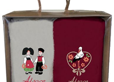 Torchons textile - Boîte de 2 essuie-mains Brodés Alsace Assortis 30 x 50 - WINKLER - SDE MAISON VIVARAISE