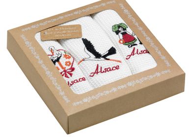 Torchons - Lot de 3 Torchons Nid d'abeilles Alsace Brodés Blanc 40 x 60 - WINKLER - SDE MAISON VIVARAISE