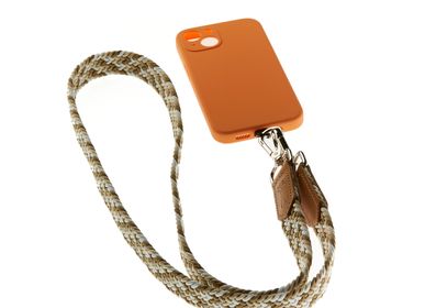 Petite maroquinerie - Lanière de téléphone tressée beige blanc kaki - VERTICAL L ACCESSOIRE