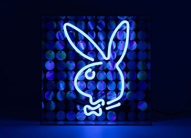 Objets de décoration - Boîte à néon en acrylique 'Bunny' avec paillettes - Locomocean x PLAYBOY - Bleu - LOCOMOCEAN