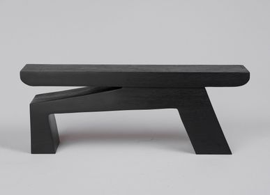 Design objects - Solid Burnt Wood, Sculptural Side Table, Original Contemporary Design, Logniture - LOGNITURE