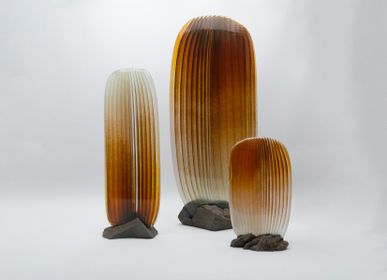 Pièces uniques - Ensemble de sculpture en verre contemporain - ambre - JONATHAN AUSSERESSE