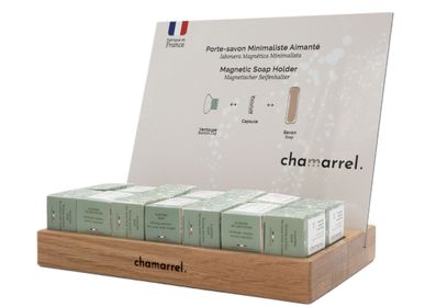 Cosmétiques - Présentoir boîtes + 14 porte-savons aimantés français - CHAMARREL