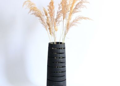 Vases - Tall black vase flower vase, wooden unique decor - WOODENDREAMS