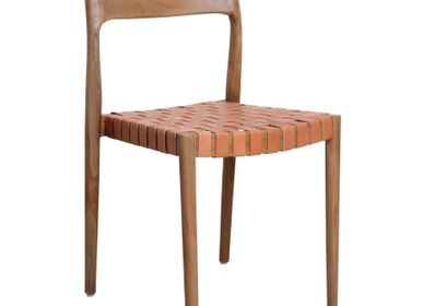 Chairs - Freya dining chair natural + black leather - RAW MATERIALS