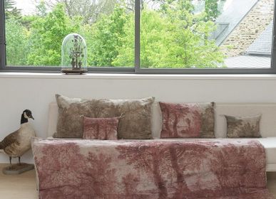 Throw blankets - Campagne Ananbo Printed Linen Bed End 90X20 Cm Campagne Framboise - EN FIL D'INDIENNE...