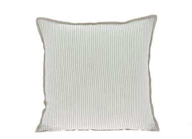 Fabric cushions - Pensee Summer Cushion Cover 45X45 Cm Pensees Coton Gris - EN FIL D'INDIENNE...