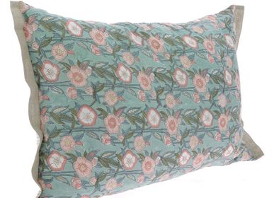 Fabric cushions - Pensee Summer Cushion Cover 50X75 Cm Pensees Coton Celadon - EN FIL D'INDIENNE...