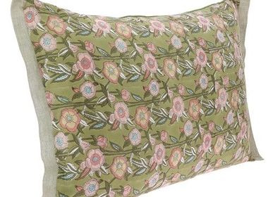 Fabric cushions - Pensee Velvet Cushion Cover 50X75 Cm Pensees Velours Avocat - EN FIL D'INDIENNE...