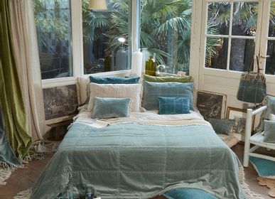 Curtains and window coverings - Boho Bedspread 240X250Cm Boho Celadon - EN FIL D'INDIENNE...