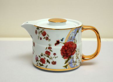 Tea and coffee accessories - Victorian Romance Printed Kettle BIG - SOKA DESIGN STUDIO TABLEWARE