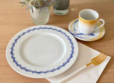 Tea and coffee accessories - Bicolor gold & gosu blue cake plate - YUKO KIKUCHI