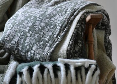 Plaids - Plaids gaze de coton imprimés blockprint doublés sherpa - LA MAISON DE LILO