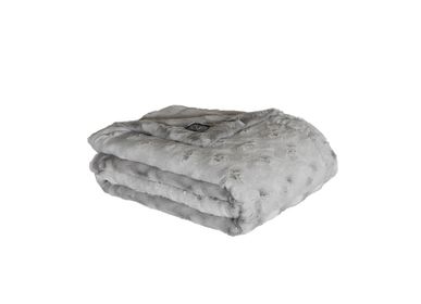 Couettes et oreillers  - Teddy argenté premium - Plaid en fausse fourrure - DECKENKUNST MANUFAKTUR GERMANY