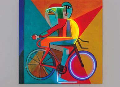 Decorative objects - Wall Painting (LED Neon) - Abstract Cyclist - LOCOMOCEAN
