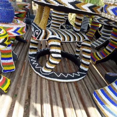 Decorative objects - Pearl stool or pearl bamileke stool or coffee table or nightstand - HOME DECOR FR