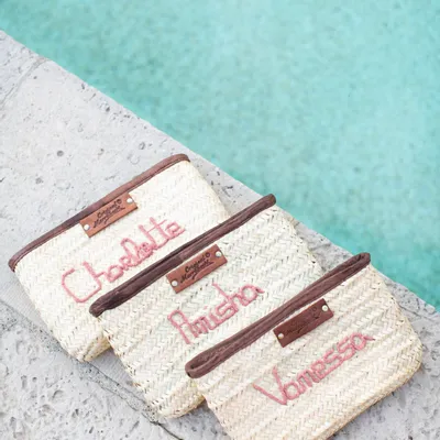 Clutches - Leather & Palm Leaf Pouch - ORIGINAL MARRAKECH