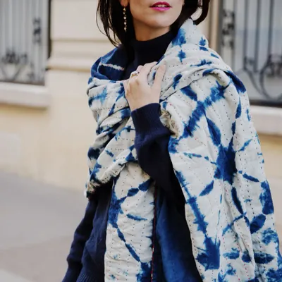 Scarves - INDIGO PLAID or SHAWL - CURIOSITY LAB