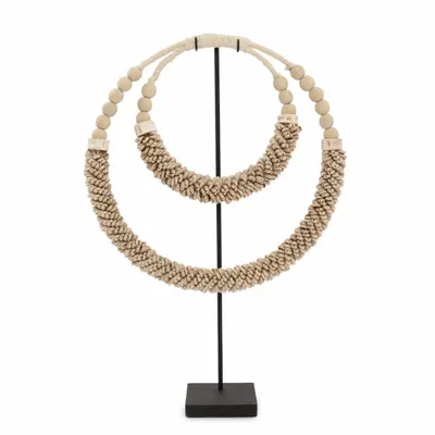 Decorative objects - The Double Shell Necklace On Stand - Natural - BAZAR BIZAR LIVING