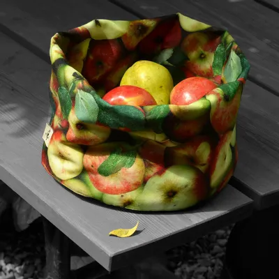 Food storage - Fabric Basket printed Apples - MARON BOUILLIE