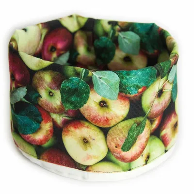 Food storage - Fabric Basket printed Apples - MARON BOUILLIE